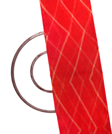 red color zig zag pattern organza fabric